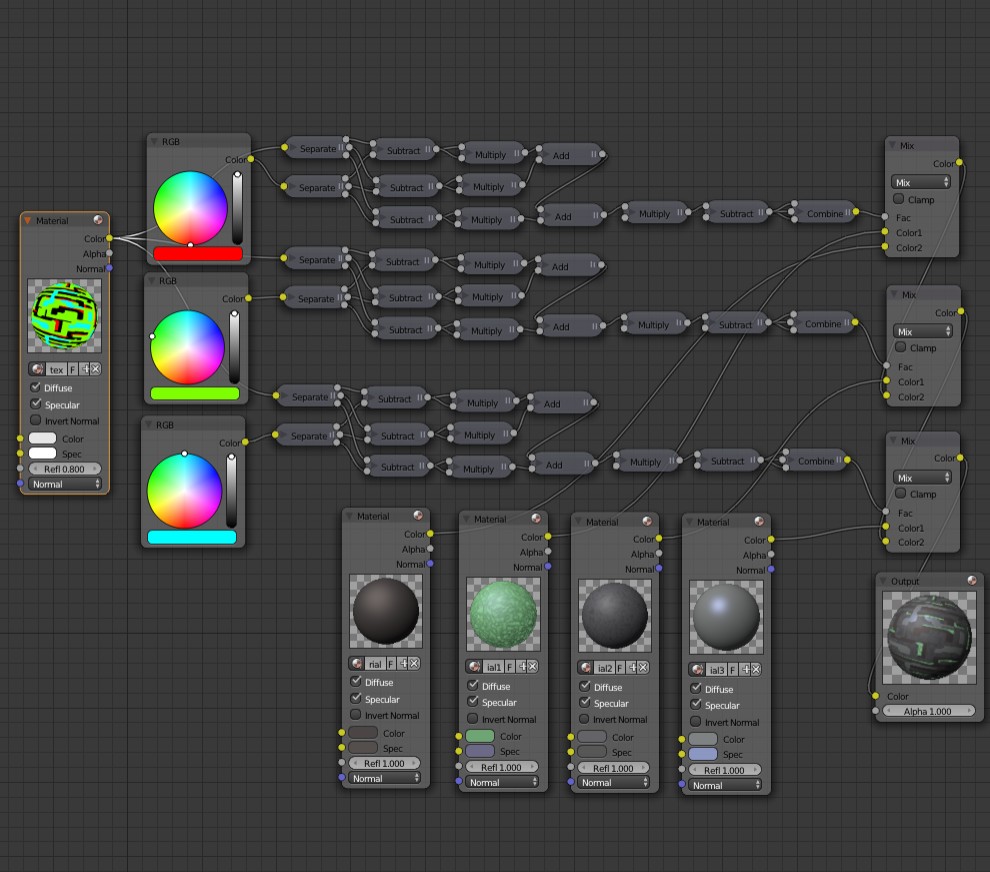Color to material node setup to replace texture colors with different materials preview image 1